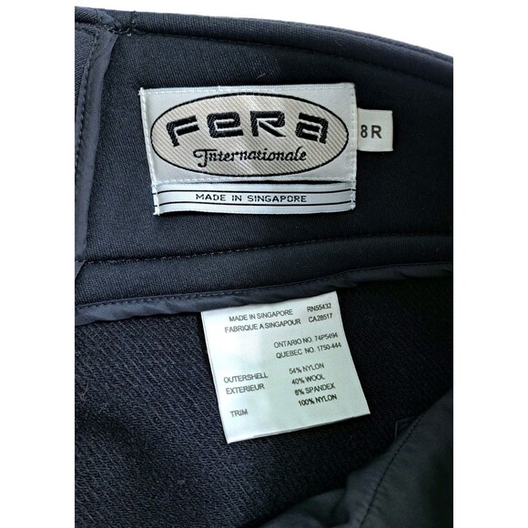 Vintage FERA Skiwear Black Wool Nylon Ski Pants Stirrups Women Size 8R - Picture 3 of 8